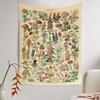 Botanischer Druck Florales Wandbehang Pilz-Wandteppich Vintage Boho Wildblumen Gemüse-Wandteppich Bunte Heimdekoration