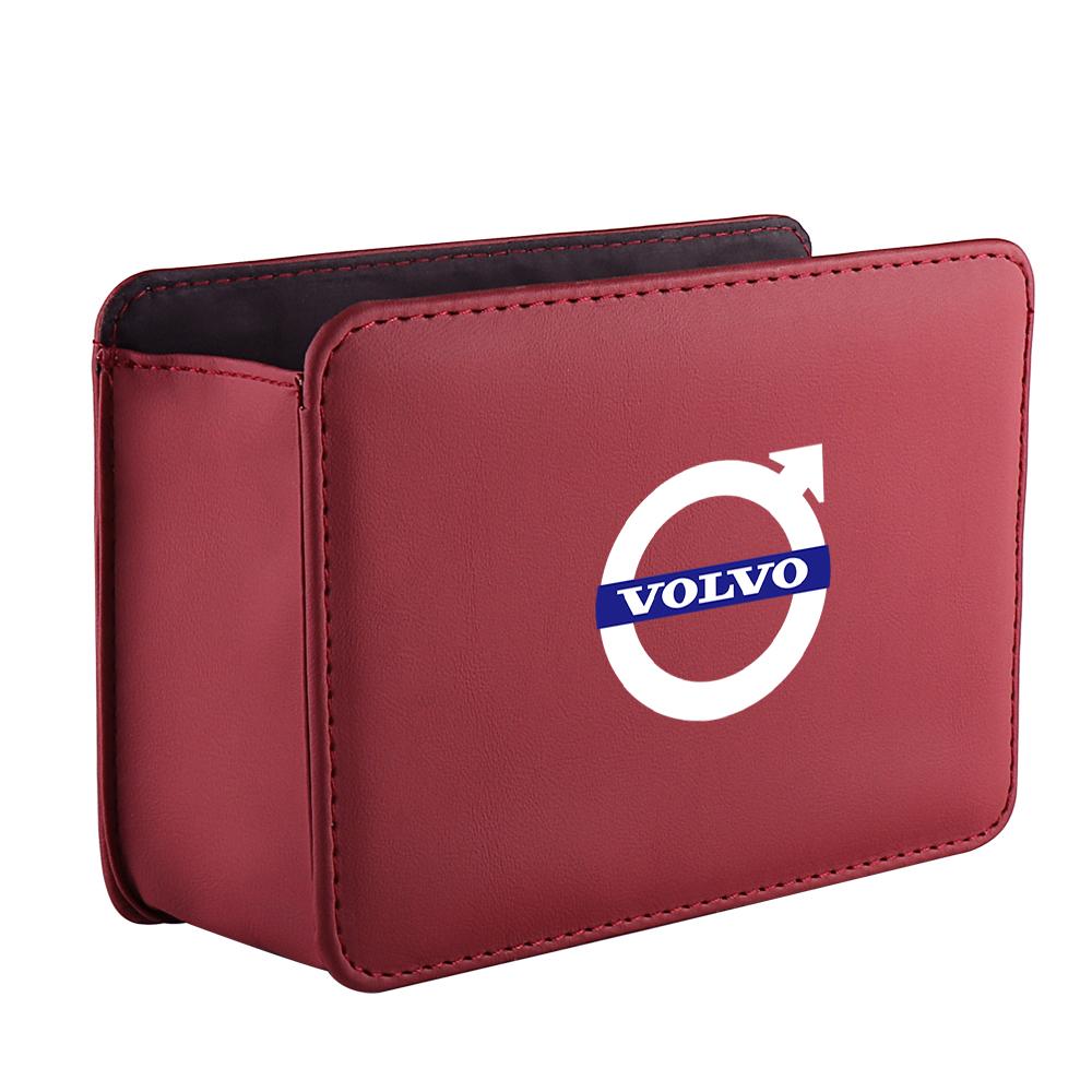 Car Door Storage Box Leather Auto Emblem Seat Back Trash Can For Volvo Rdesign XC60 V40 S60 V50 V60 C30 S40 XC40 S80 Accessories