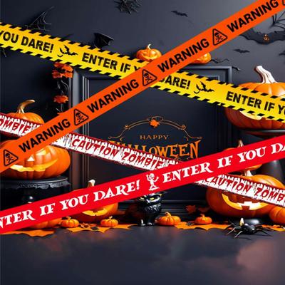 Halloween Warning Tape Outdoor Danger Warning Line Decoration Window Hanging Banner Scary Haunted House