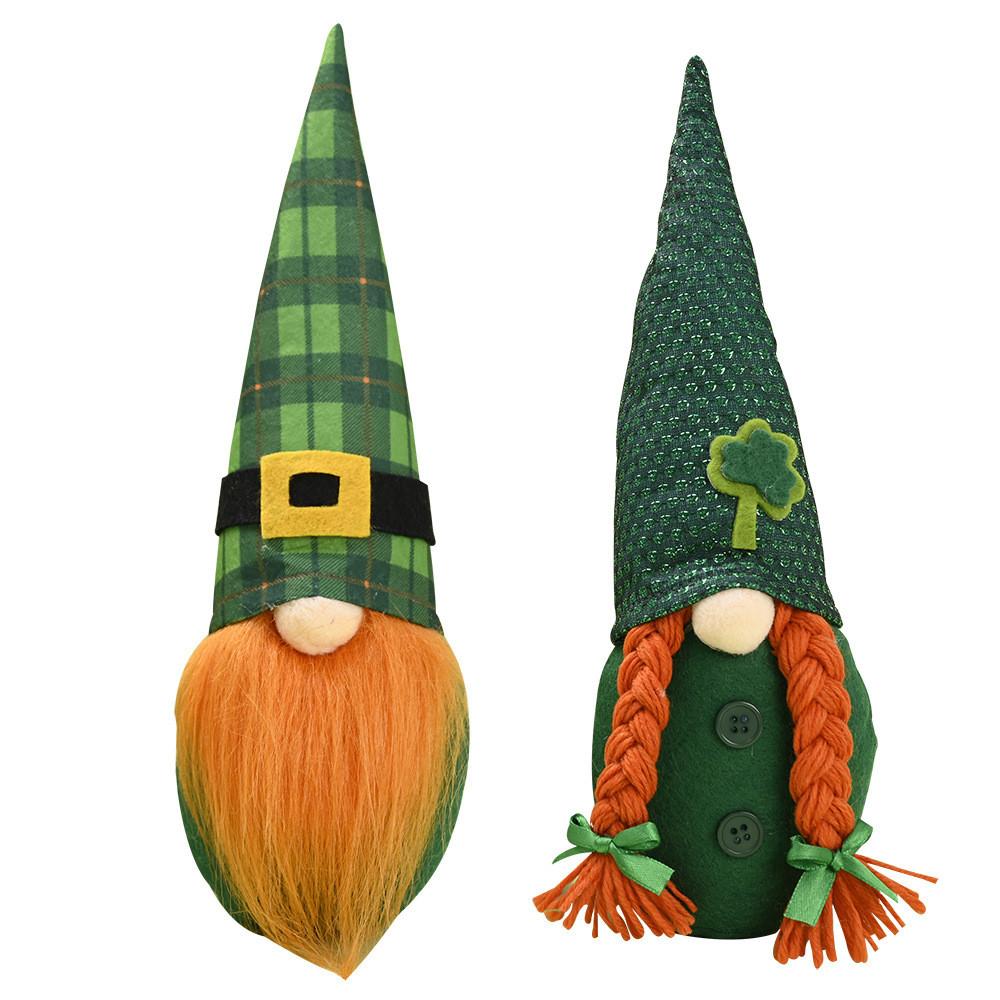 Creative New Irish Saint Patrick's Day Doll Figurine Green Leaf Decor For Festivities