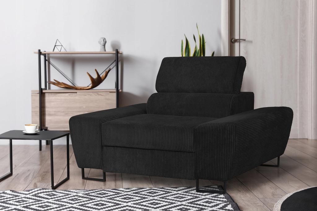 Sessel Savio Wohnzimmer Family Möbel j.grau Cord reg Kopfstütze