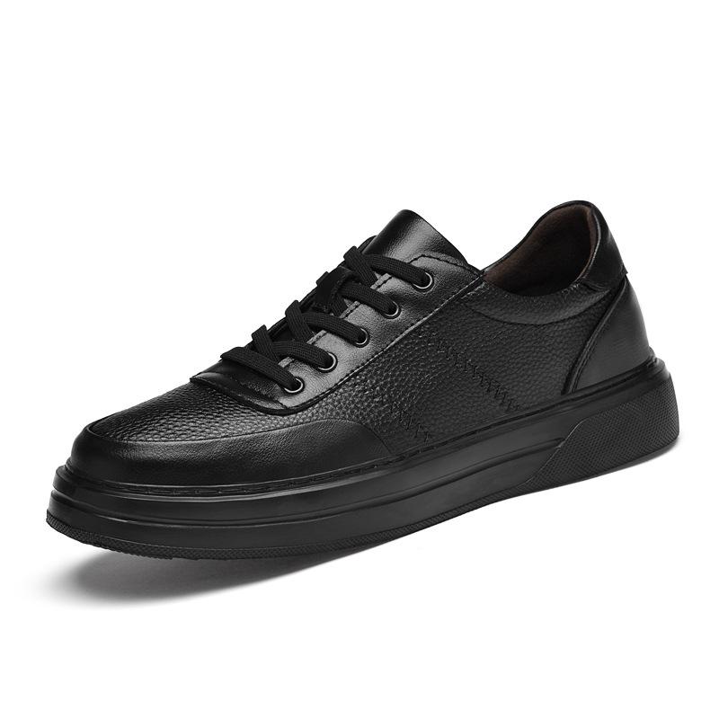 Men s Lightweight European-Style White Cowhide Sneakers 39 чёрный
