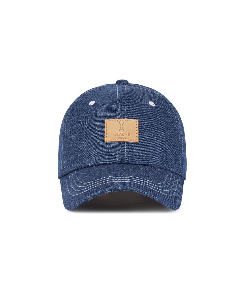 Bajal Va Square Denim Label Ball Cap Medium Blue