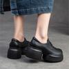 Fashion GKTINOO 2025 Autumn New Genuine Leather Thick Sole Pumps Versatile Retro Round Toe Lace-up Women's Platform Shoes