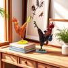 Resin Ornament Drunken Kung Fu Chicken Statue Rustic Kung Fu Rooster Statue for Home Office Decor Funny Chicken