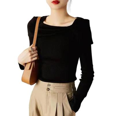 U-Boot-Ausschnitt, Strickband, schmal, Frühling, 10 Looks, normal, konturiert, einfach, koreanischer Stil, stylische Looks, schwarz [J-Scott] Tops, Motiv, dünn, weich, Passform, 10/4