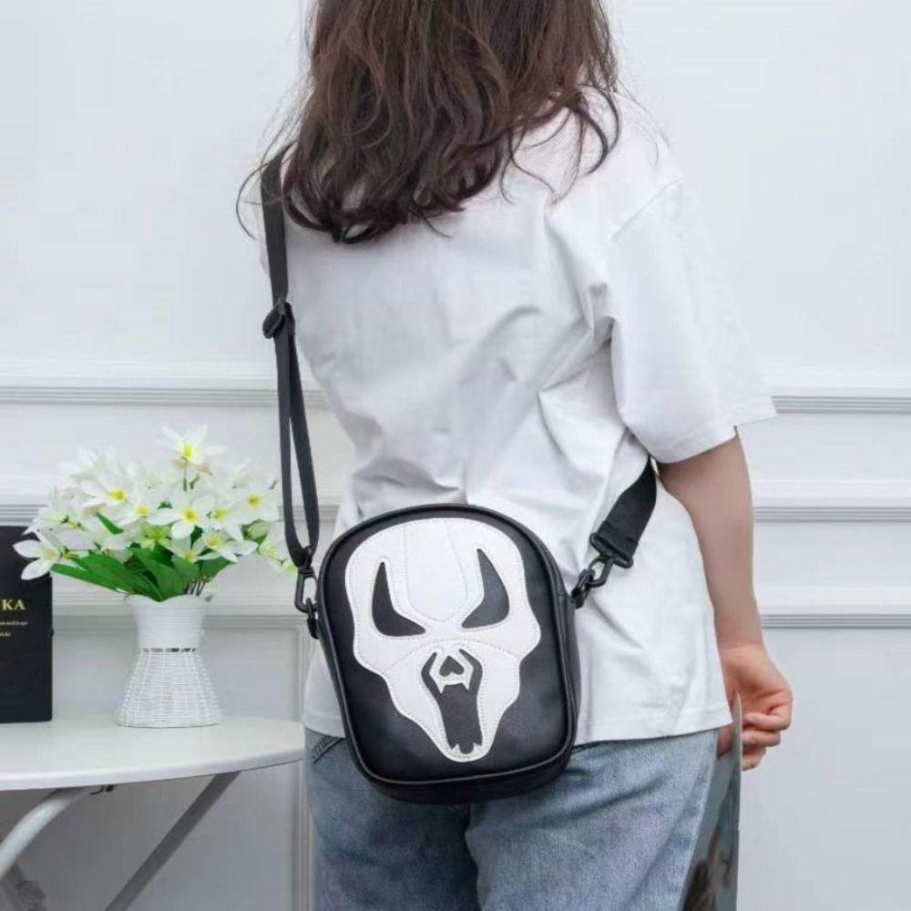 Square Halloween Skull Crossbody Bag Waterproof Halloween Ghost Skull Coin Purse Bag Men