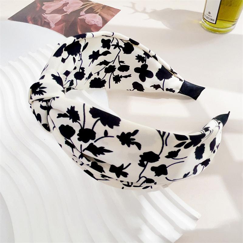 

Модные женские белые черные повязки на голову с цветочным принтом для дам и девушек, повседневные аксессуары для волос