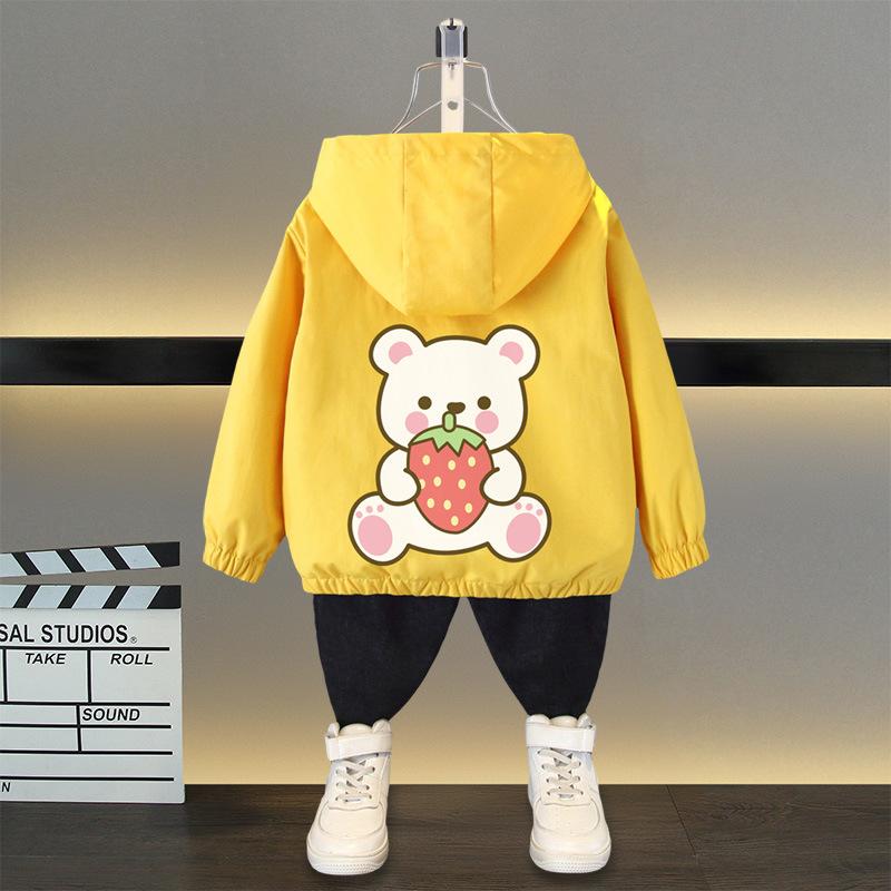 Loose Casual Hooded Rushing Coat Boys and Girls Jacket Spring Ball Thin Section of The Middle and Large Children Jacket Children's Outside