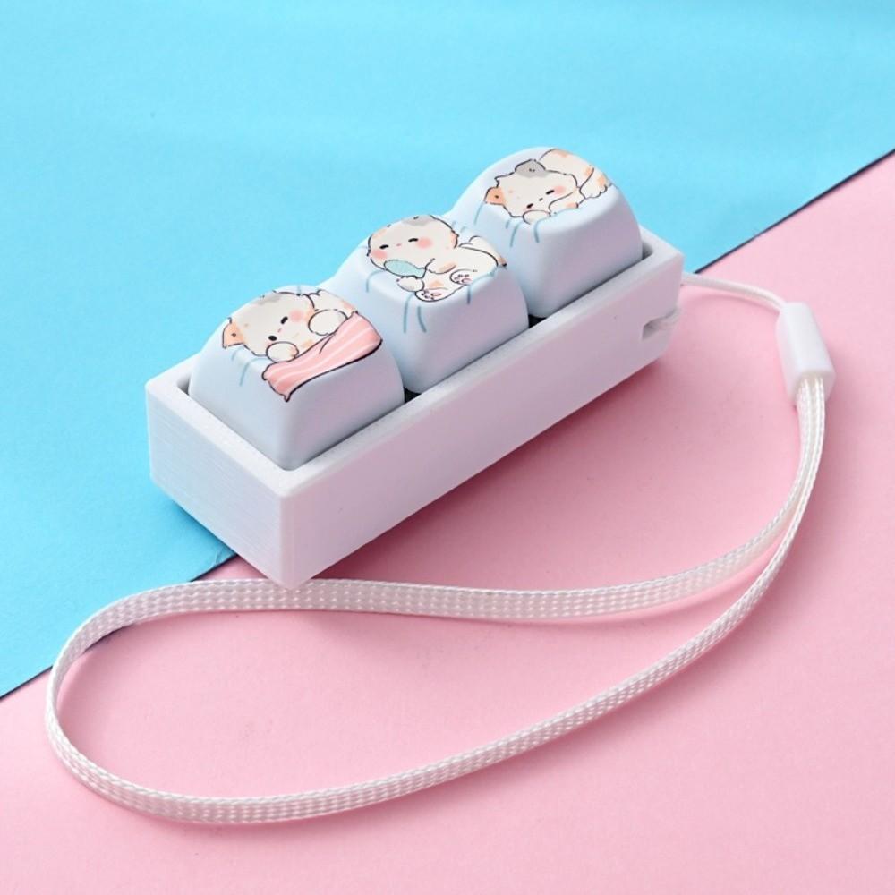 Cartoon Cat Keycap Fidget Keychain 3 Keys Finger Press Keycap Keychain  Calming