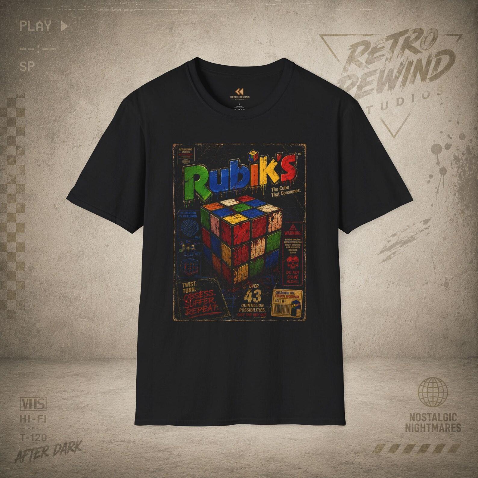 Retro Rubik s Cube T-Shirt | Vintage Puzzle Graphic | RetroRewind After Dark XL