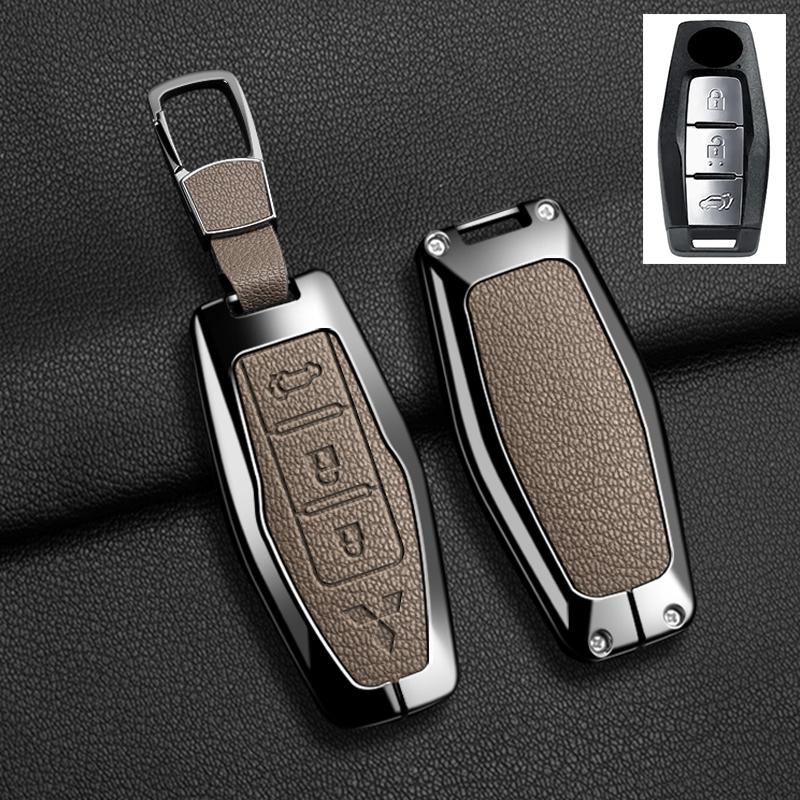 Car Control Remote Key Case Cover For Mitsubishi Outlander 2022 - 2024 2 3 4 Buttons Zinc Alloy Leather Keychain Accessories