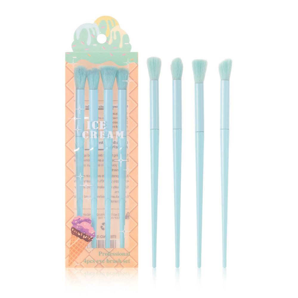 

Инструменты для ухода за лицом, набор из 4 кистей для макияжа, портативный дорожный набор для начинающих, набор кистей для теней для век синий