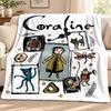 Coraline Blanket Flannel Blanket Soft Cozy Plush Throw for Sofa Bed Lightweight Home Decoration Outdoor Camping