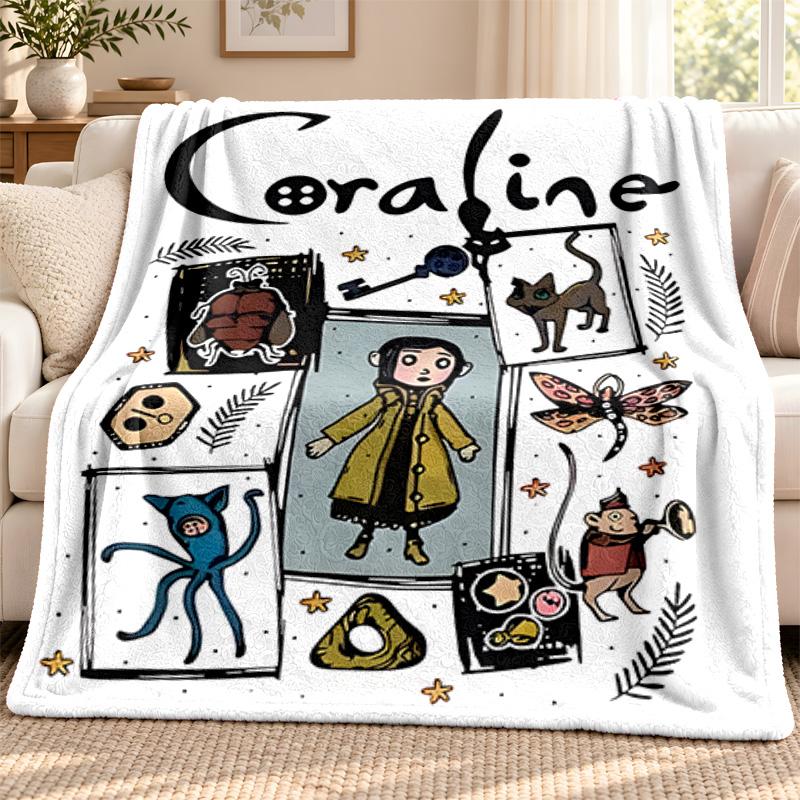 Coraline Blanket Flannel Blanket Soft Cozy Plush Throw for Sofa Bed Lightweight Home Decoration Outdoor Camping