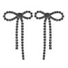 Elegant Black Bow Tassel Earrings Sparkling Rhinestone Small Earrings Elegant Trend Prom Earrings Women's Earrings 1 Pair