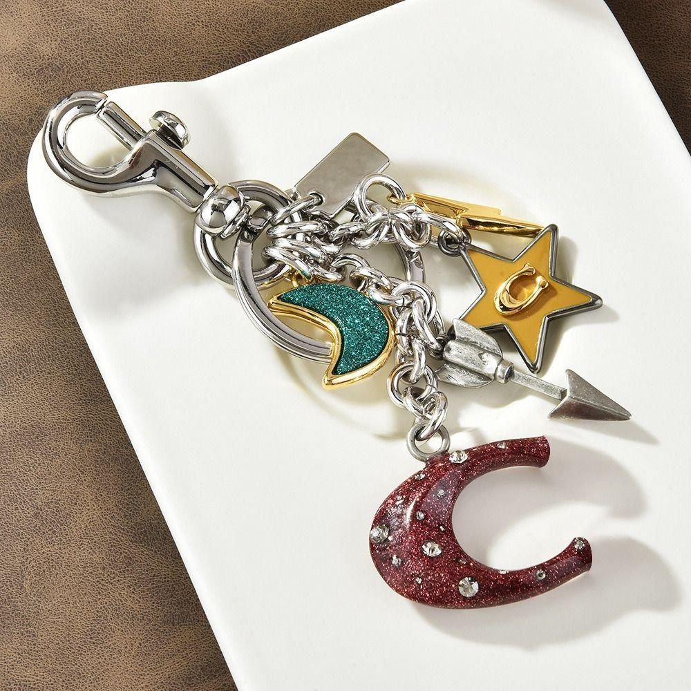 Flower Design Zinc Zinc Alloy Moon Stars Keyring Zinc Zinc Alloy Moon Stars Bags Pendant  Women Accessories