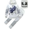 Set Felpa con Maniche Lunghe Pantaloni Maschera Copricapo DJ Marshmello per Bambini e Bambine Costumi Cosplay di Halloween Vestito per Giochi di Ruolo