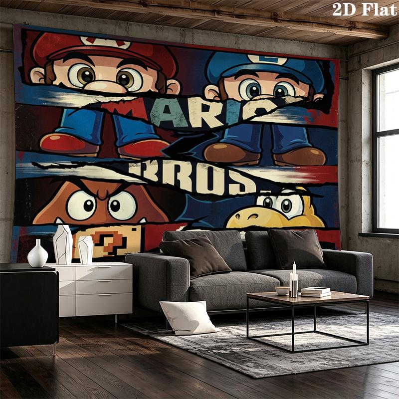 Super Mario Wall Tapestry Aesthetic Wall Hanging Printed Fabric Blanket Decorative Tapestries For Bedroom Living Room Home Decor