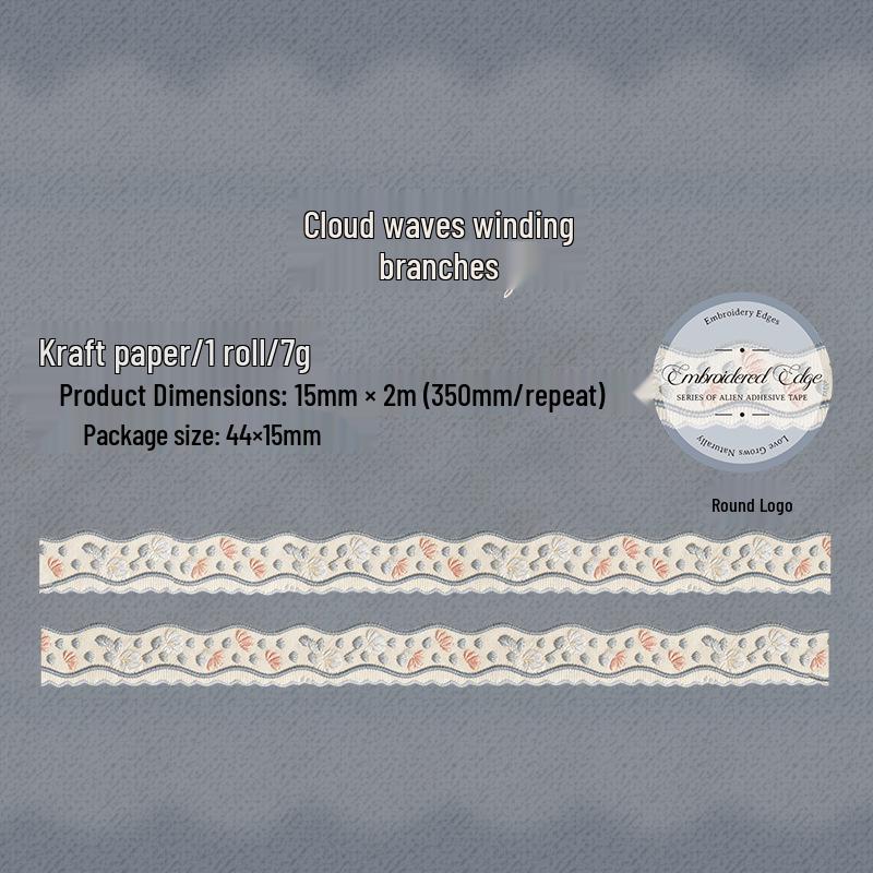 Ketchup Faux Embroidery Lace Tape Stickers - Retro Border Journal DIY Decor