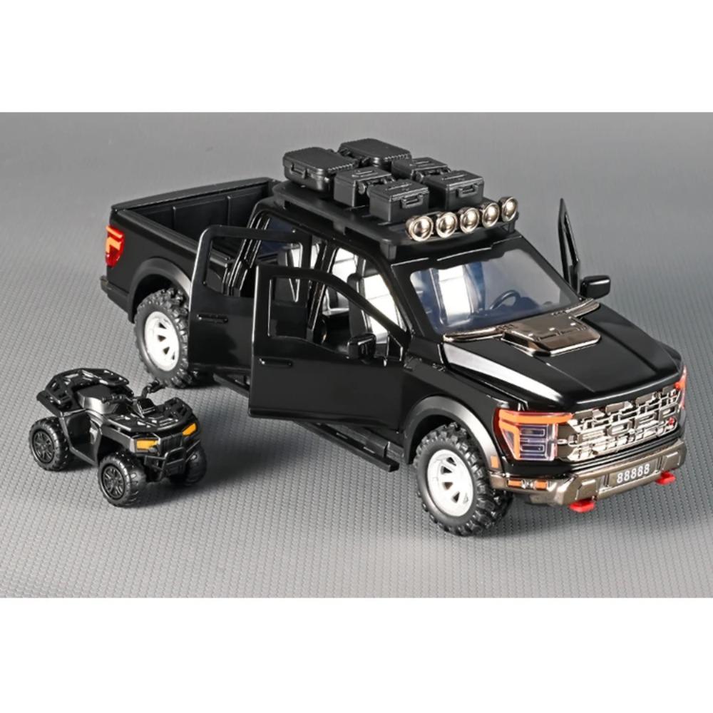 1/24 Scale Ford Raptor Pickup F-150 Alloy Car Model Simulation Off-Road Vehicle, Boy Gift, Sound and Light Children's Toy Ornaments
