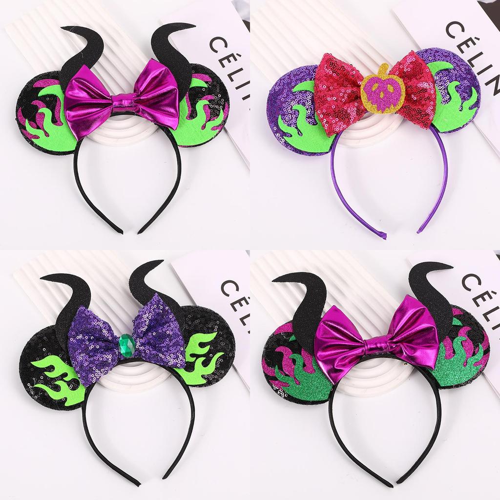 Adorable Halloween Themed Mickey Ghost Headband With Cute Bow For Kids Parties