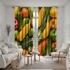 2-teiliges Set HD Erntedankfest Mais Gemüse Vorhang Grün Bindeband Digital bedruckter Vorhang Heimdekorationsstil Wohnzimmer dekorieren r