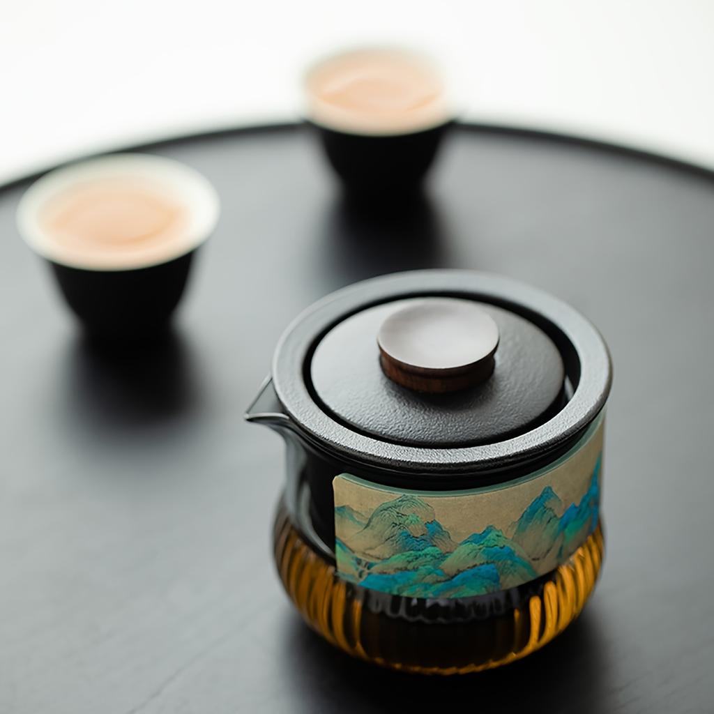 1set Ceramic Travel Tea Set Portable Teaware Set One Pot Four Cups With Tea Tray And Tea Can Wine Cup Drinkware For Restaurants Cafes Tea Houses