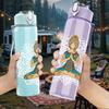 1PC Meditating Yoga Figure 750ml Color Plastic Sports Water Bottle Leakproof Flip Straw Lid Suitable for Sports Office Home Use