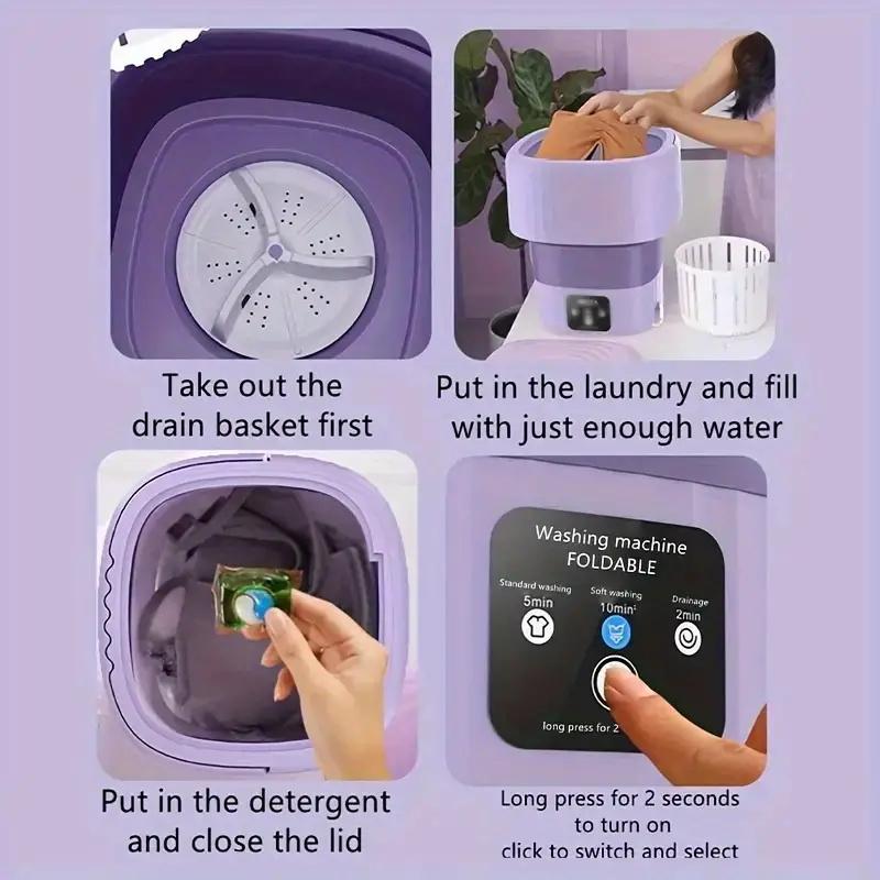 9L EU Handheld Washing Machine Foldable Large Capacity Clothes Spin Dryer Portable Outdoor Travel Household Washing Machine
