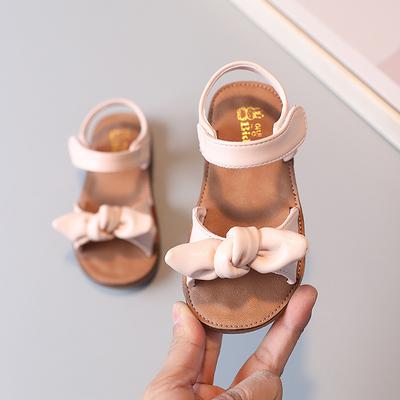 Baby Girls Sandals Kids Beach Shoes 2024 Summer New Children Brand Sandals Soft Fashion Bow-knot Simple Classic Comfortable Cute