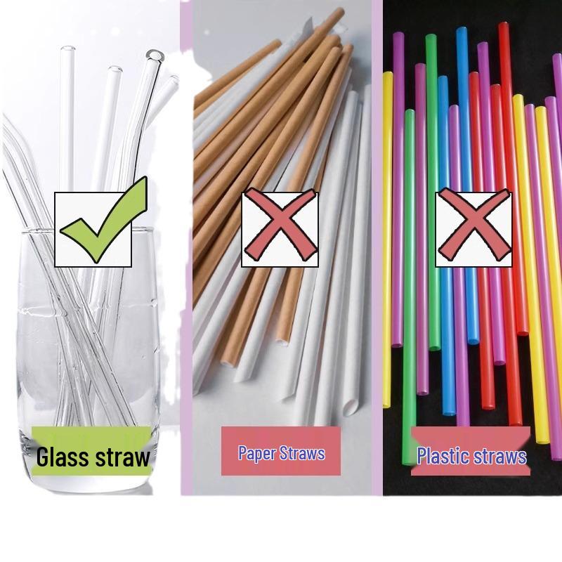 Heat-Resistant Transparent Glass Straw - Lipstick-Proof, Bubble Tea, Non-Disposable, Thick, Adult & Maternity Use