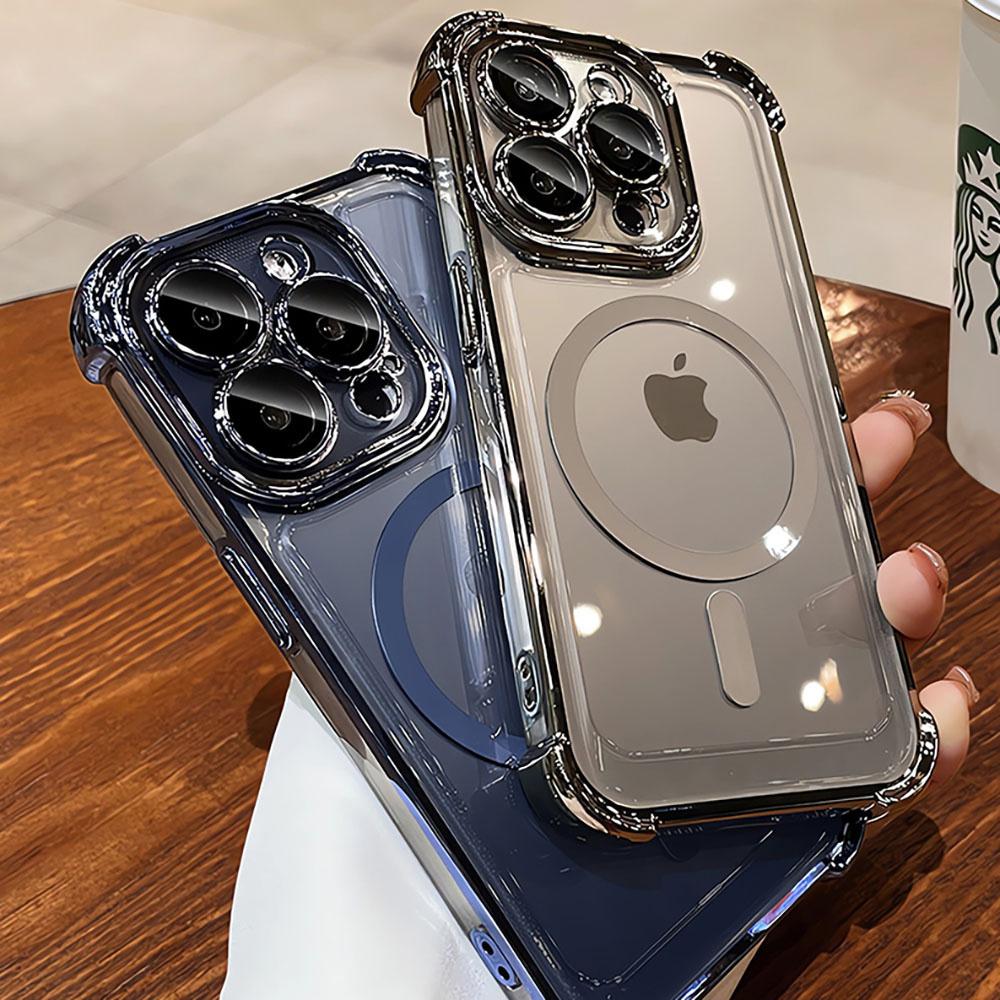 For Magsafe Shockproof Plating Phone Case For iPhone 16 15 14 13 12 11 Pro Max Plus Cover For Iphone 16 Pro Max Magnetic Cases