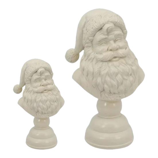 Santa Claus Head Figurine Father Christmas Statue Resin Sculpture Home Office Holiday Party Desktop Decoration Ornament