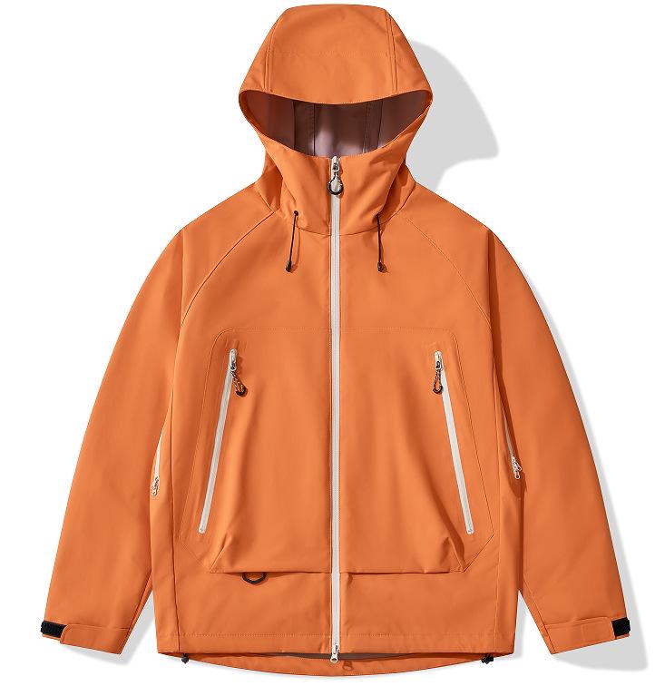 

New Autumn/Winter Hooded Windbreaker: Three-Proof, Outdoor, Single-Layer Jacket for Couples Extra Small помаранчевий