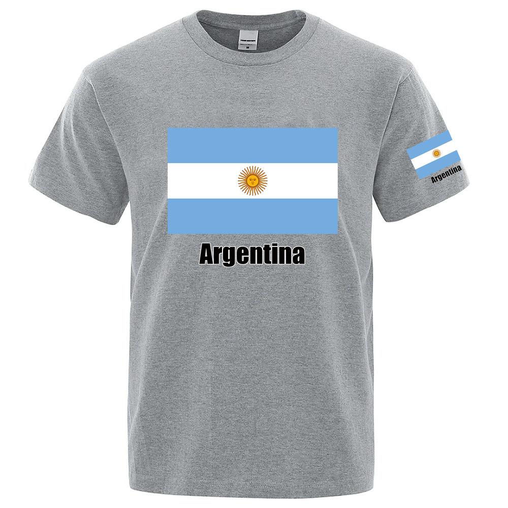 2025 Argentine Flag Print Summer Unisexs New Football Team Print Regular Short Sleeve Solid Color Casual Harajuku Tops