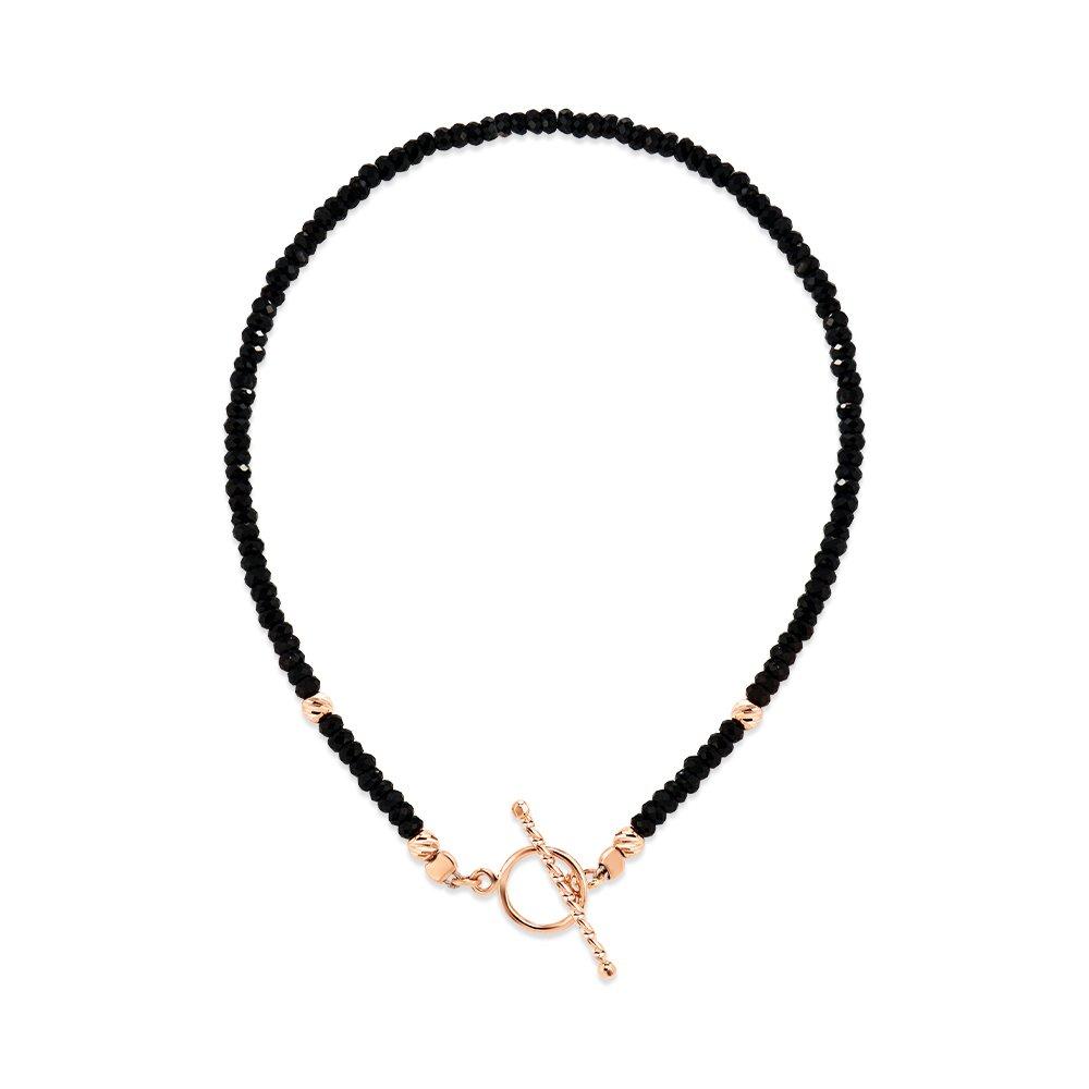 

[Bnbgold] 14K/18K Black Spinel Cut Ball Toggle Bar Bracelet Chb41127 14K yellow gold