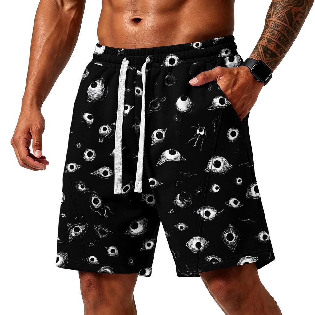 Men’s Halloween Loose Shorts with Drawstring Waist and Side Pockets for Sports and Casual Wear