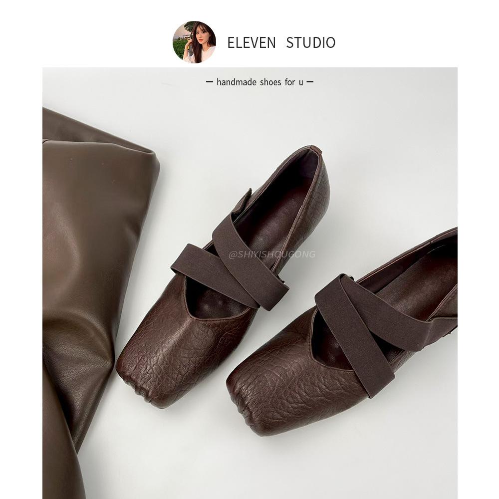 

Cowhide version~ New French inner height increase square head ballet shoes versatile retro Mary Jane shoes women s commuter shoes 40