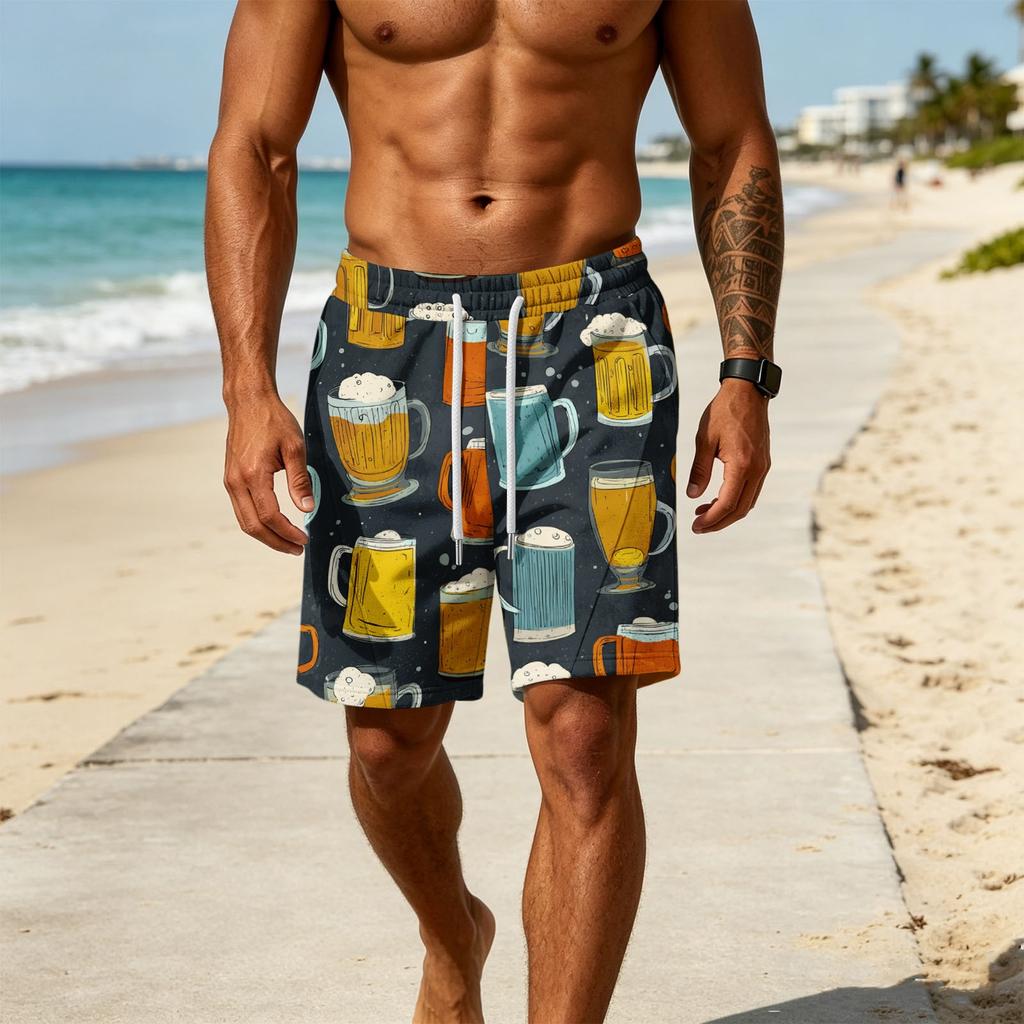 Pantalones Cortos de Capa Holgados para Hombre con Bolsillos, Pantalones Cortos Ligeros de Entrenamiento para Gimnasio, Playa y
