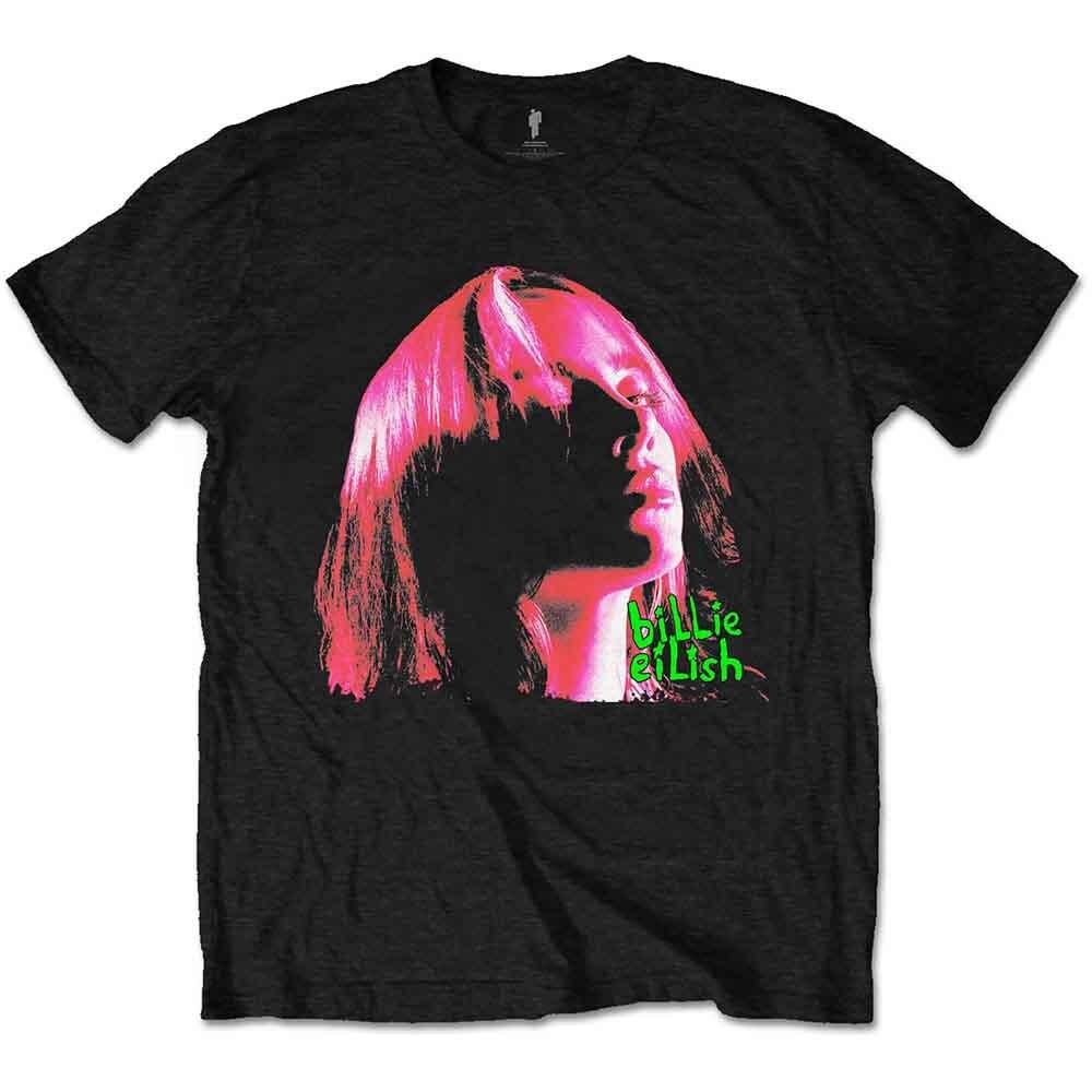 Billie Eilish Neon Shadow Pink T-Shirt Black New Unisex T-Shirt S
