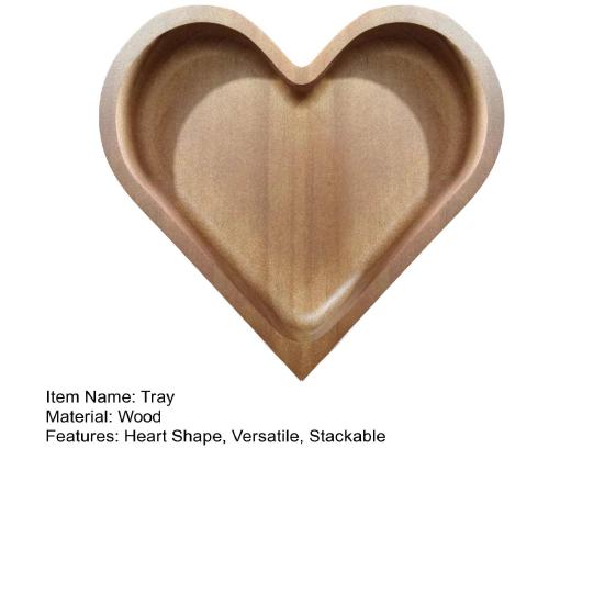 Wooden Serving Trays Stackable Candy Dish Heart-Shaped Nut Snack Tray Multi-tiered Platters for Coffee Table Rustic Home Decor