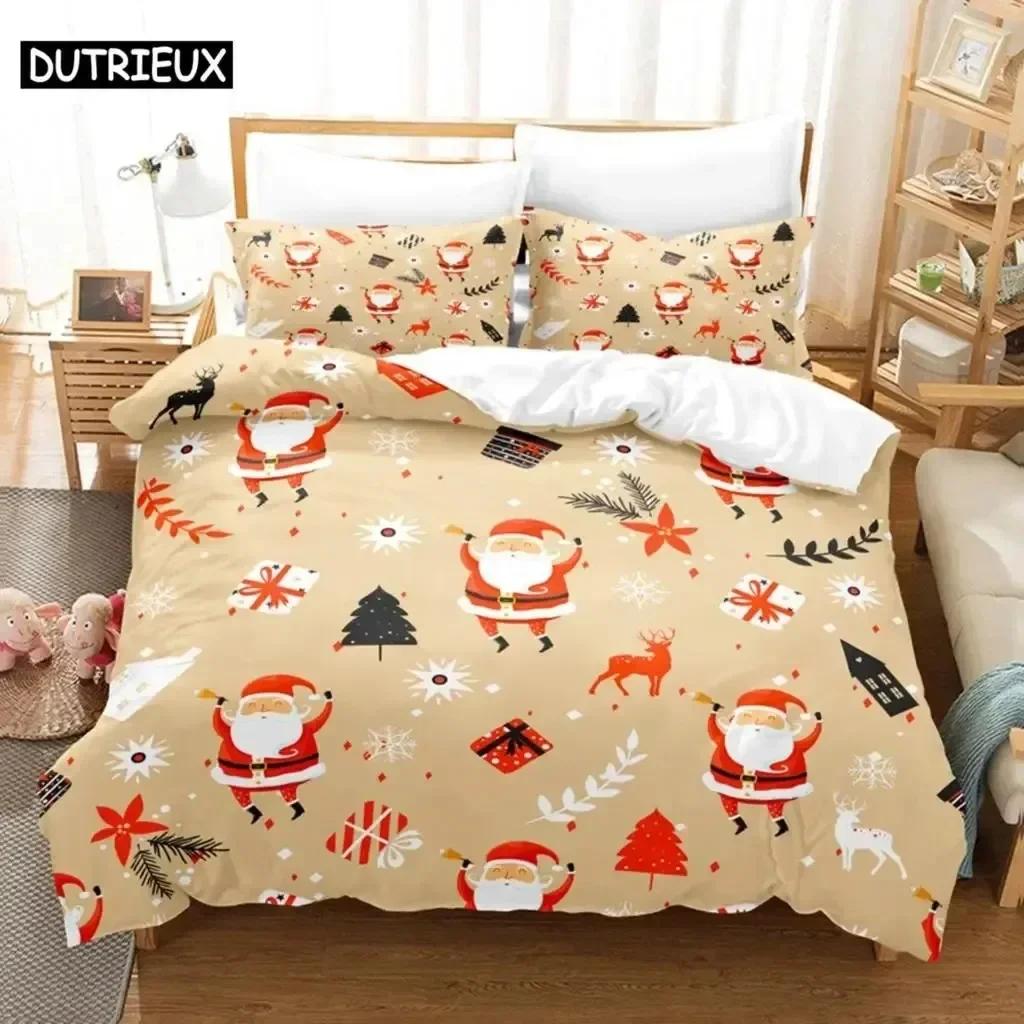 Luxury New 3D Print Christmas Duvet Cover Set King Size Single Double Bed Queen Full Blue Quilt Case Linen Twin Bedding Sets