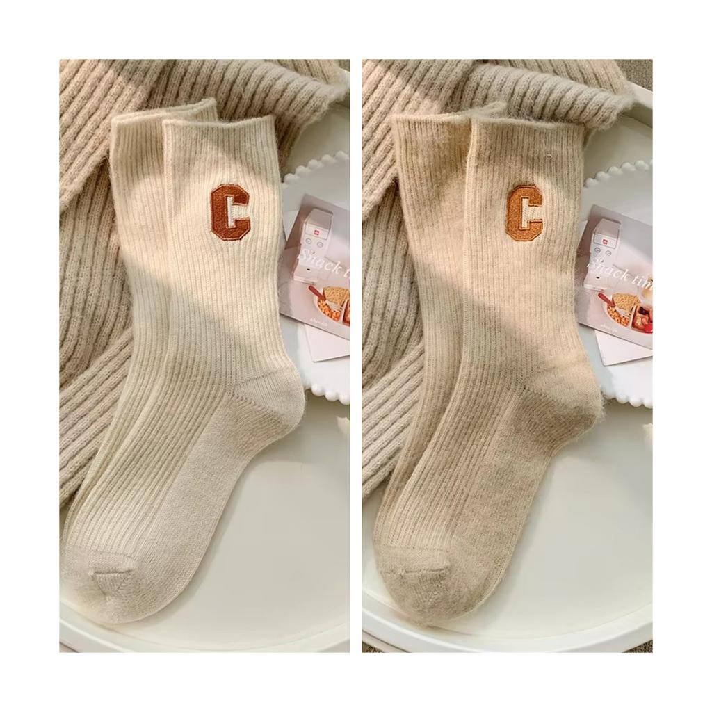 Luxusní Dámské Vlněné Ponožky Teplé Zimní Husté Kašmír Neformální Japonská Móda Jednobarevné Pohodlné Domácí Ponožky Dlouhé Vysoká kvalita