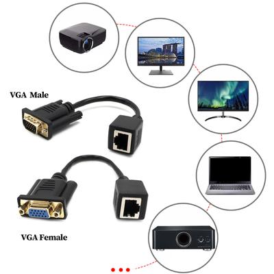 VGA auf RJ45 Adapterkabel Buchse/Stecker auf Buchse Verbinder Verlängerungskabel Übertragung von VGA-Signal über große Entfernungen