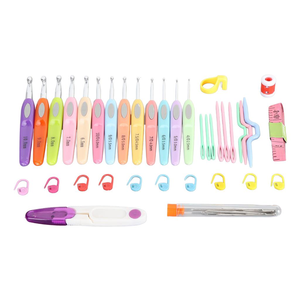 Crochet Hooks Set 2.5mm‑10.0mm Ergonomic 13PCS Multicolor Crochet Hooks with PU Bag for Home