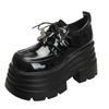 Aphixta 10cm Super High Women Autumn Boots Butterfly Lace Up Women Shoes Thick Botton Sole Boot Patent Leather Footwear