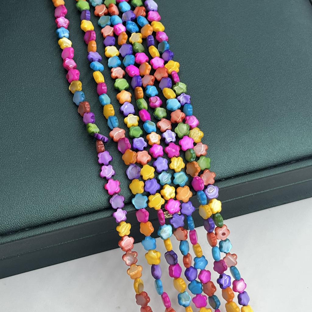6x6mm Multicolor Star Natural Shell Beads Rainbow Iridescent Loose Beads for DIY Ramadan Jewelry Making & Bracelet Necklace Crafts 38cm