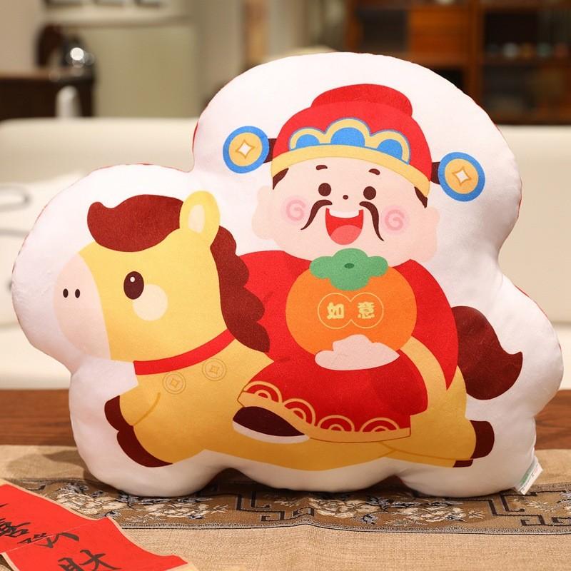 Chinesisches Tierkreiszeichen Jahr des Pferdes Plüschkissen mit Glücksgeld-Design für Geschenk und Dekoration