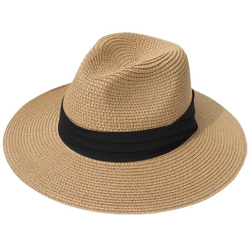 Zealous Sole Women's Cream Wide Brim Straw Panama Roll Up Hat Fedora Beach Sun Caps Upf50+ Beach Outdoor Hat With Ribbon Cm